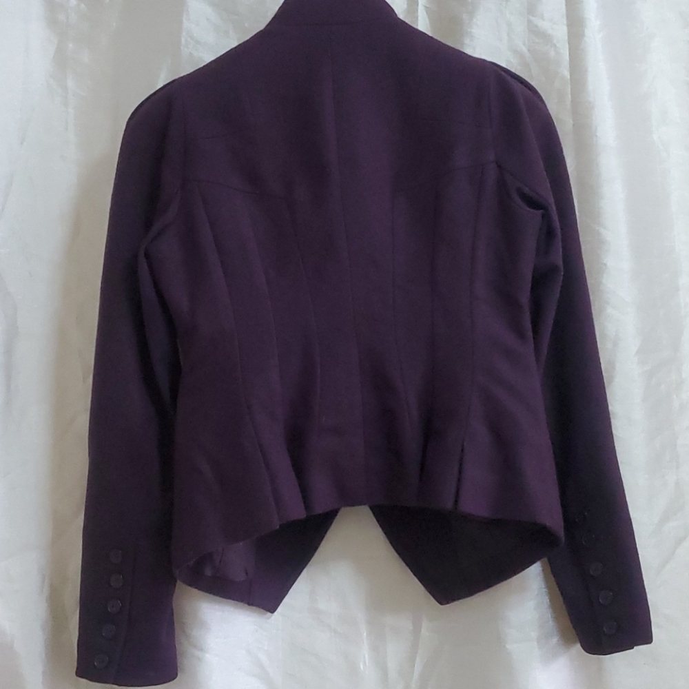 BEBE WOOL PURPLE CROPPED JACKET XS - Picture 3 of 11